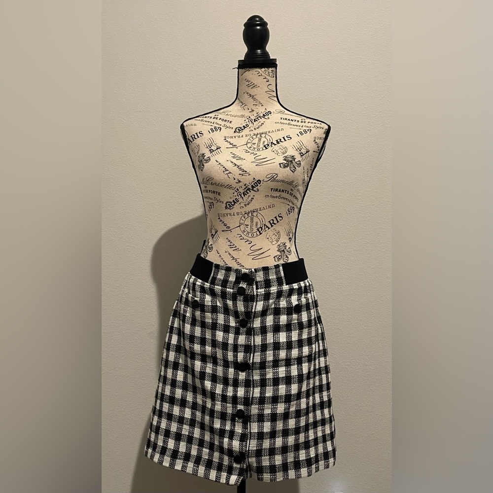 Karl Lagerfeld Paris Button Up Tweed Skirt